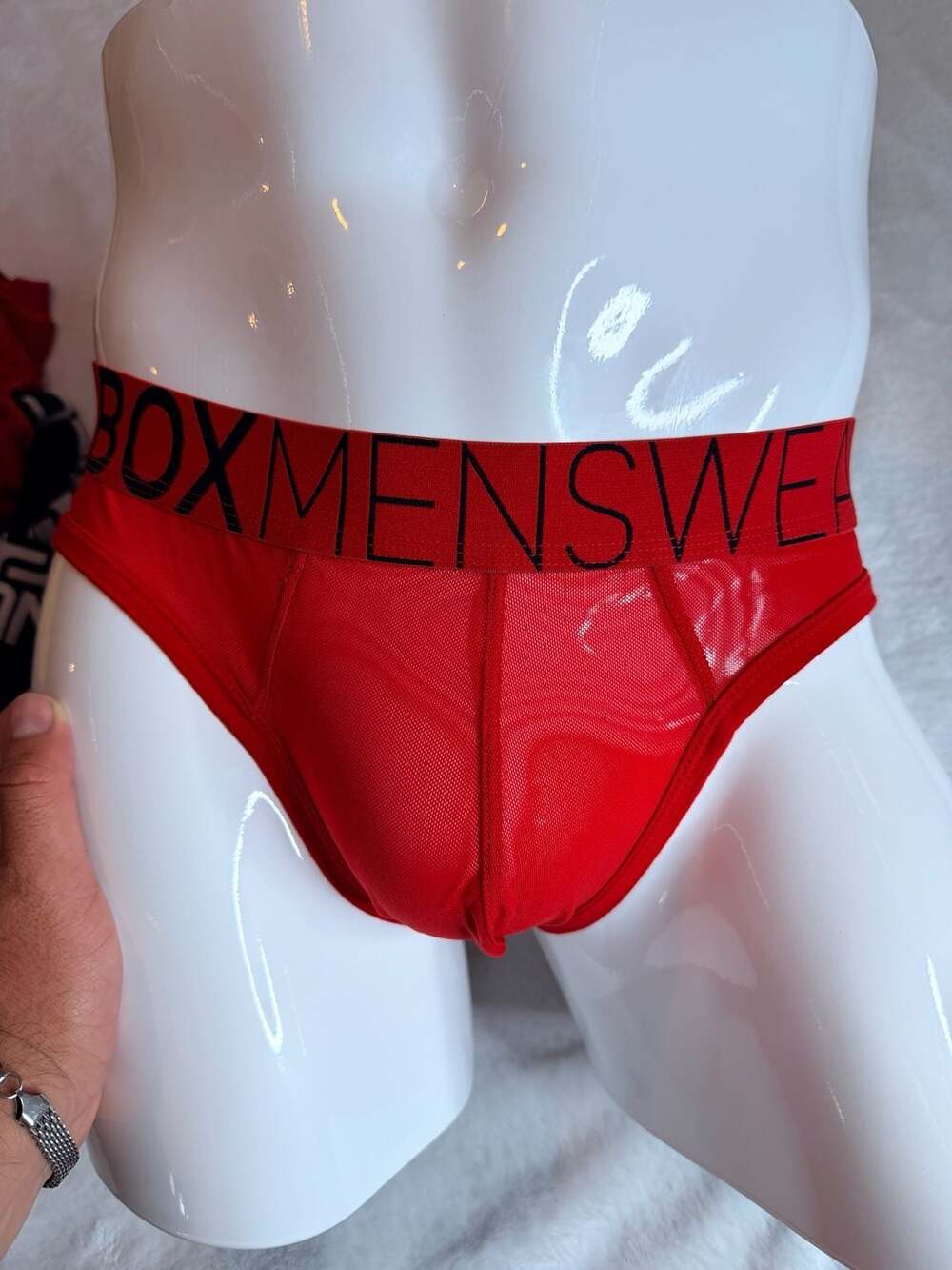 Box Menswear All Over Mesh Briefs - Direct Red - Size L
